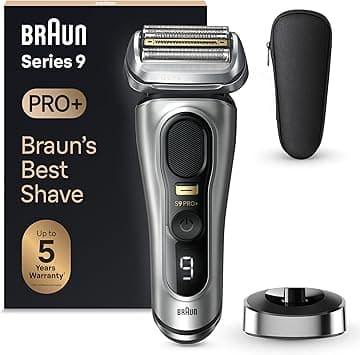 Braun Series 9 Pro+ Afeitadora Eléctrica Hombre, Máquina de Afeitar Barba, Base De Carga, En Seco Y En Mojado, 9517s, Plata